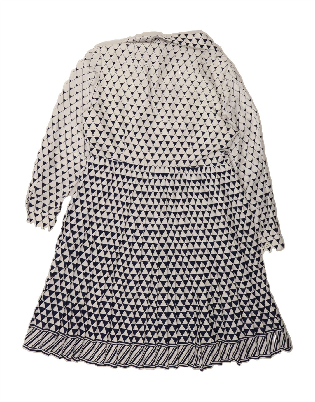 VINTAGE Womens Long Sleeve A-Line Dress IT 44 Medium White Geometric Vintage Vintage and Second-Hand Vintage from Messina Hembry 