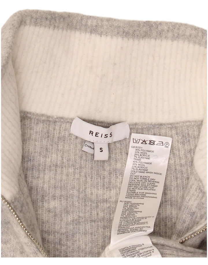 Reiss Mens Zip Neck Jumper Sweater Small Grey Flecked Polyamide