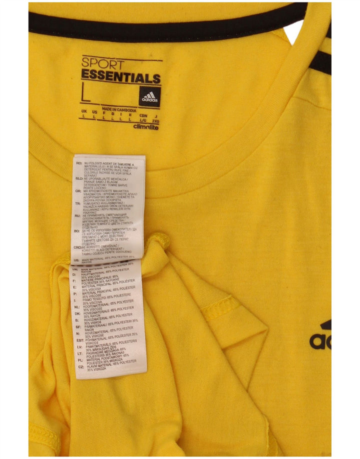 Adidas Mens Climalite T-Shirt Top Large Yellow Polyester