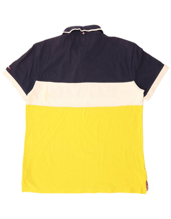 Tommy Hilfiger Mens Graphic Rugby Polo Shirt XL Yellow Colourblock