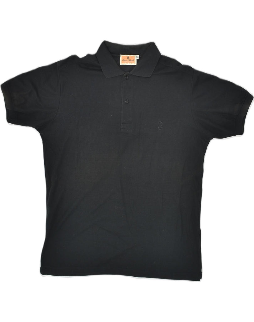 CONTE OF FLORENCE Mens Polo Shirt IT 46 Small Black Cotton | Vintage Conte of Florence | Thrift | Second-Hand Conte of Florence | Used Clothing | Messina Hembry 