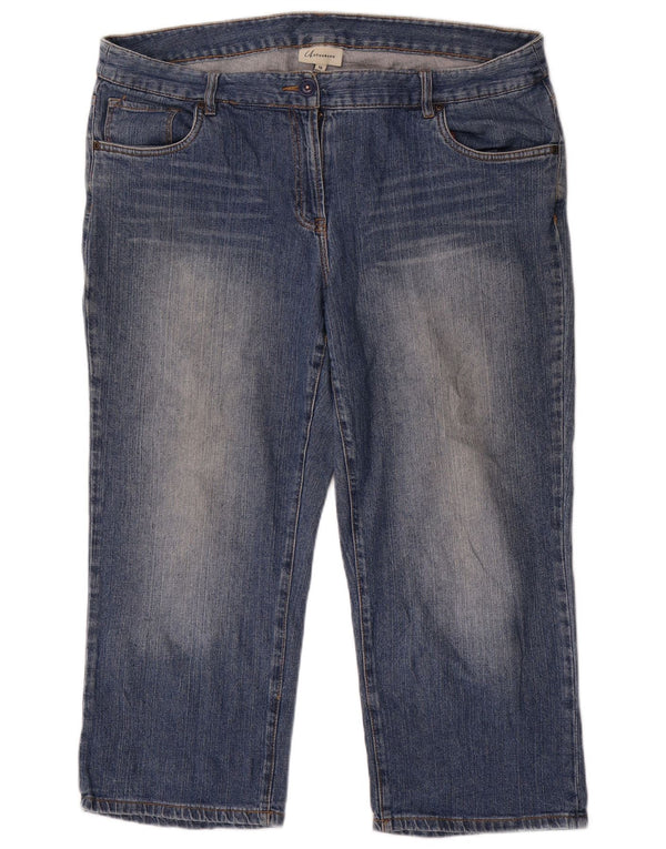 Marks & Spencer Womens Autograph Capri Jeans UK 18 XL W40 L24 Blue Cotton