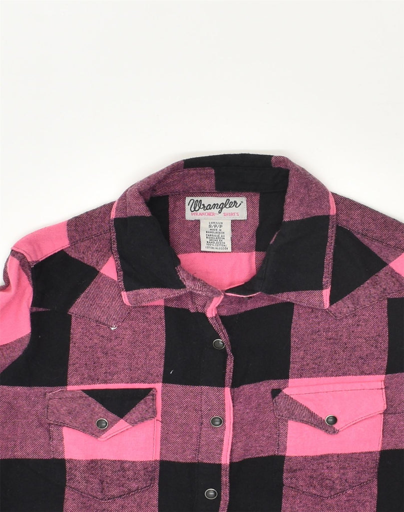 WRANGLER Womens Flannel Shirt UK 10 Small Pink Check Cotton | Vintage Wrangler | Thrift | Second-Hand Wrangler | Used Clothing | Messina Hembry 