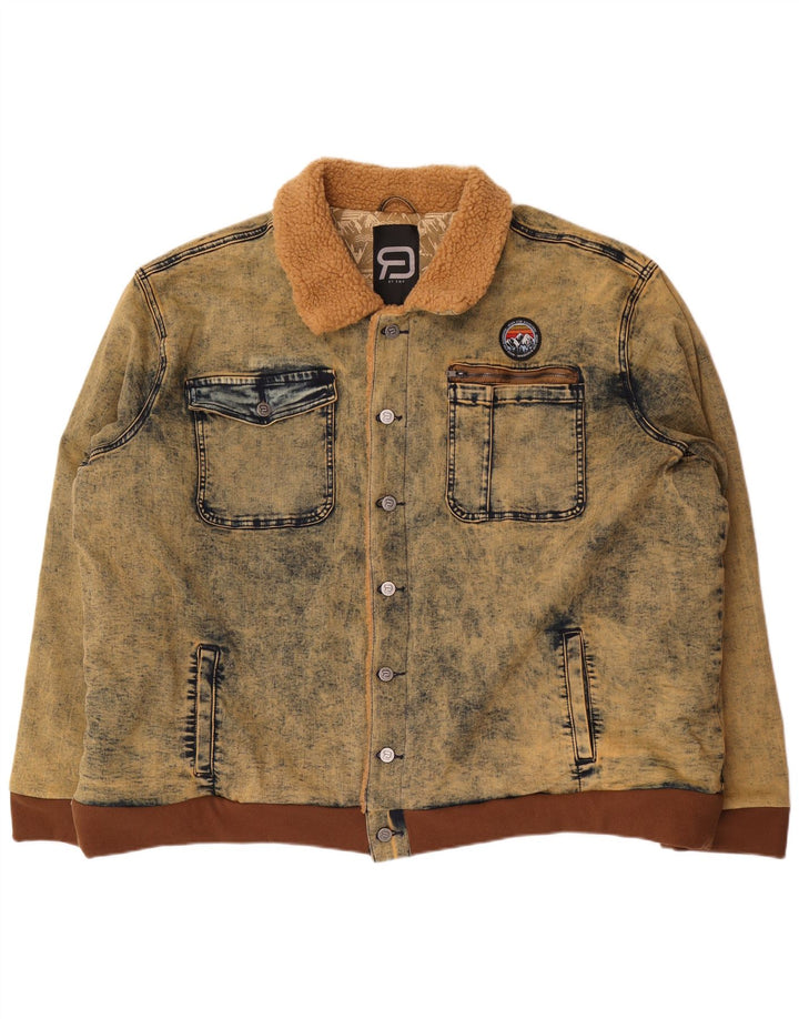 EMP Mens Denim Jacket UK 60 5XL Brown Cotton