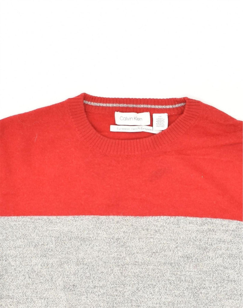 CALVIN KLEIN Womens Crew Neck Jumper Sweater UK 16 Large Red Colourblock | Vintage Calvin Klein | Thrift | Second-Hand Calvin Klein | Used Clothing | Messina Hembry 