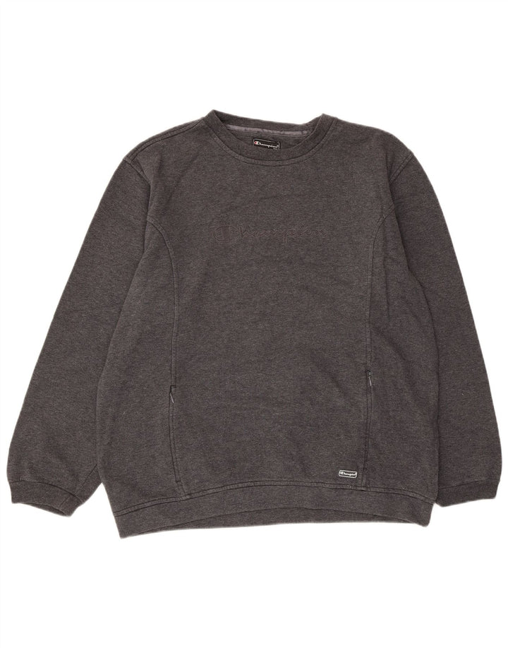 CHAMPION Womens Graphic Sweatshirt Jumper UK 16 Large Grey Cotton