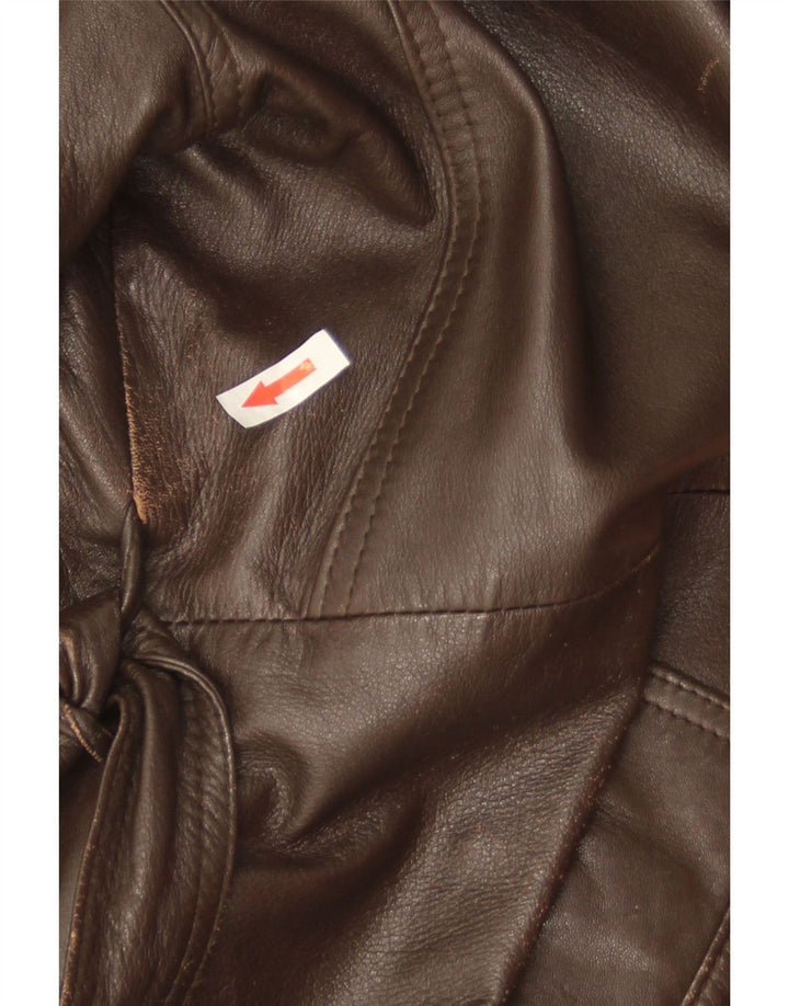 Vintage Mens Military Leather Jacket IT 52 XL Brown Leather