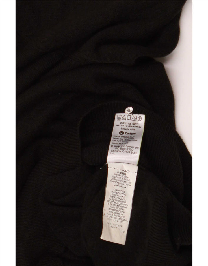 Marks & Spencer Mens Blue Harbour V-Neck Jumper Sweater Medium Black
