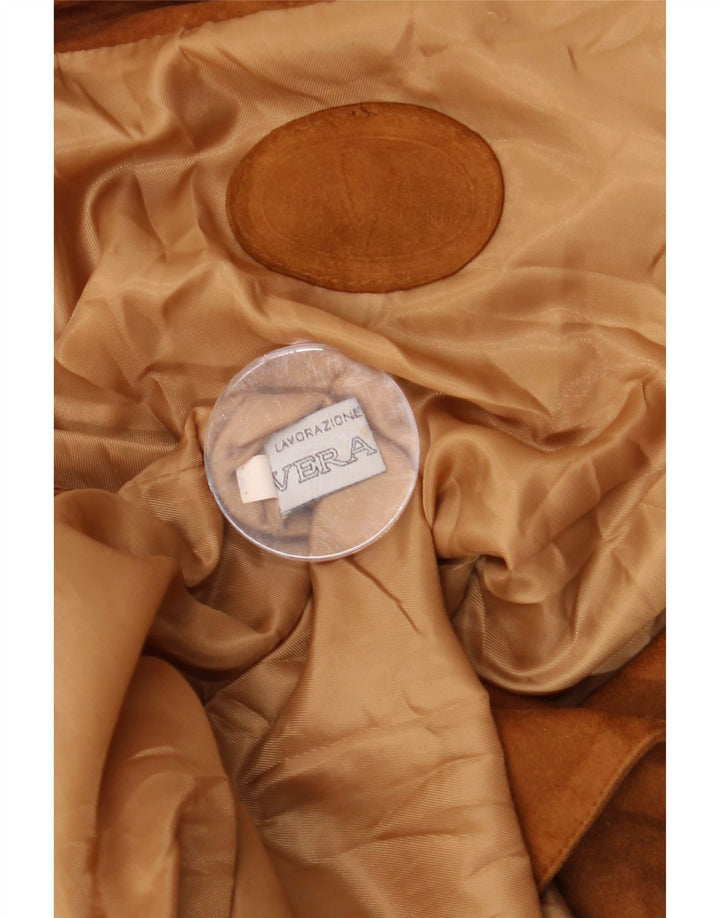 VINTAGE Womens Suede Overcoat UK 20 2XL Beige Leather