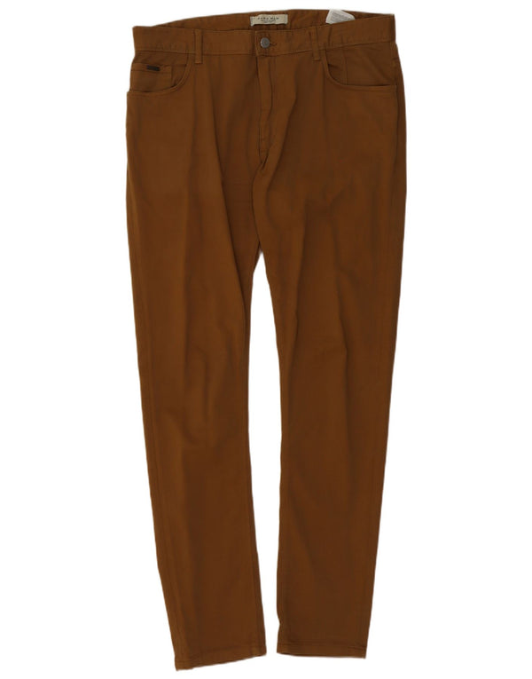 Zara Mens Skinny Casual Trousers EU 46 XL W36 L32 Brown Cotton