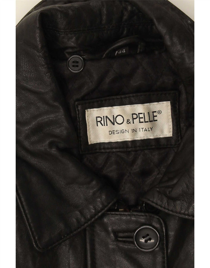 Rino & Pelle Womens Oversized Leather Coat IT 44 Medium Black