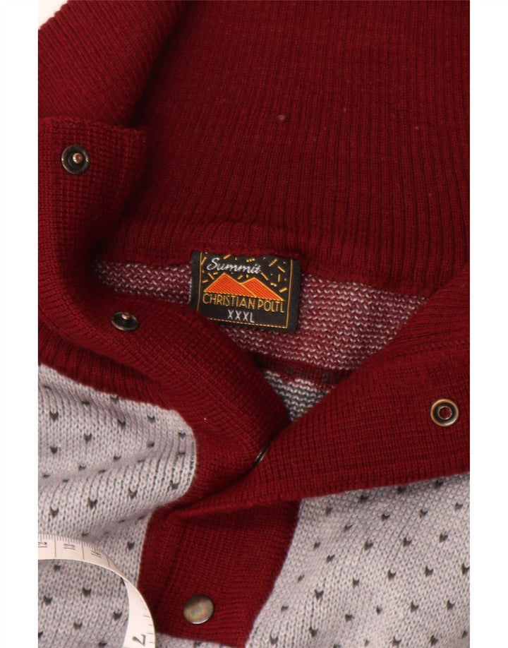 Summit Mens Button Neck Jumper Sweater 3XL Multicoloured Fair Isle Wool