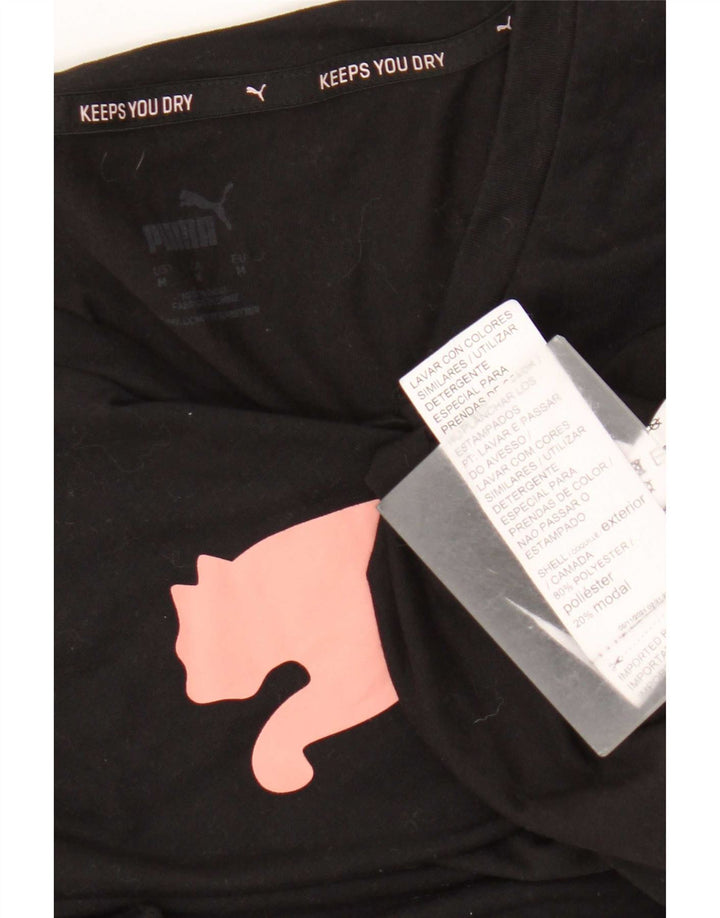 Puma Womens Graphic T-Shirt Top UK 14 Medium Black Polyester