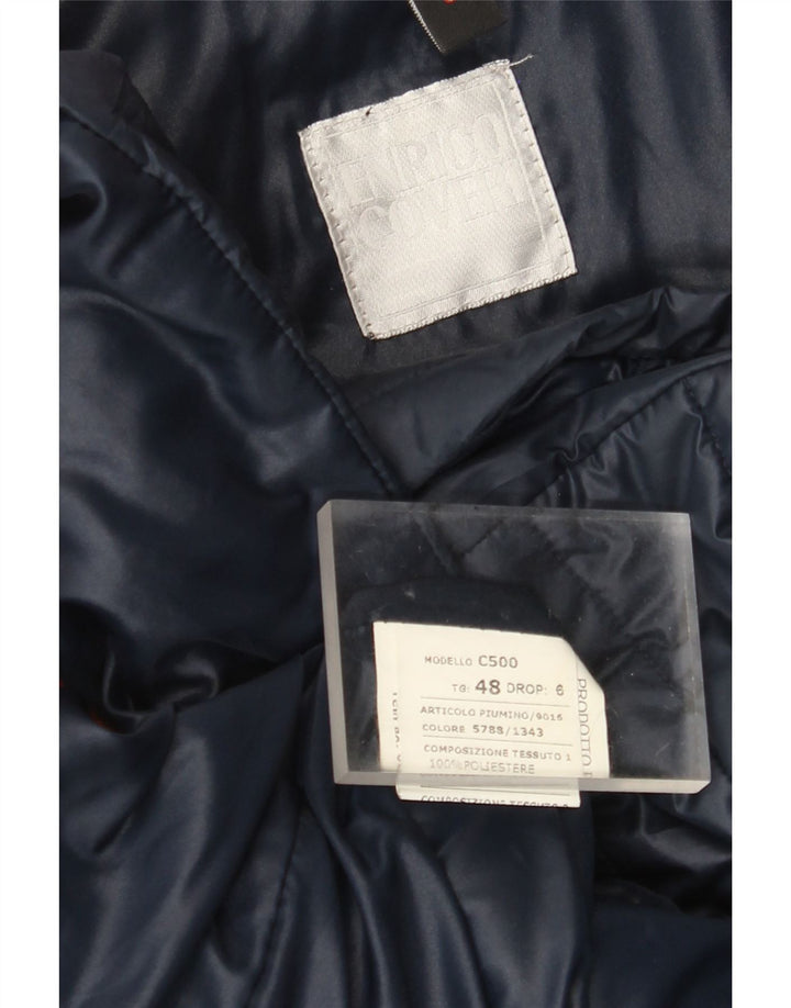 Enrico Coveri Womens 3/4 Sleeve Padded Jacket IT 48 XL Navy Blue Polyester