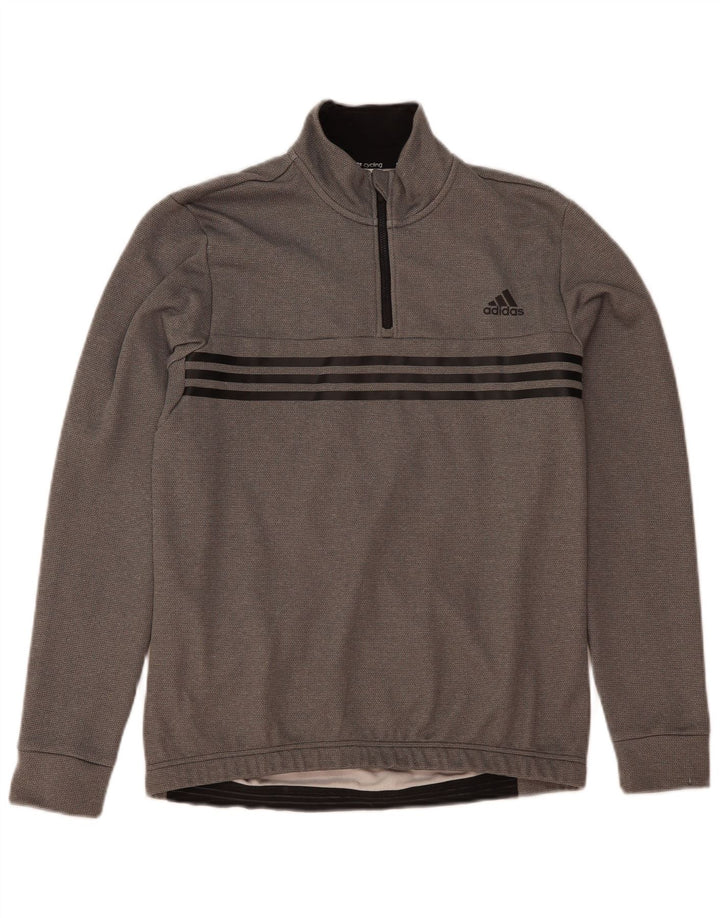 Adidas Mens Zip Neck Sweatshirt Jumper Large Grey Polyester