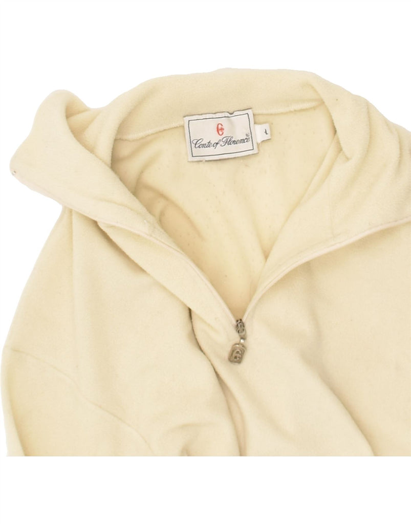 CONTE OF FLORENCE Womens Zip Neck Fleece Jumper UK 16 Large Off White | Vintage Conte of Florence | Thrift | Second-Hand Conte of Florence | Used Clothing | Messina Hembry 