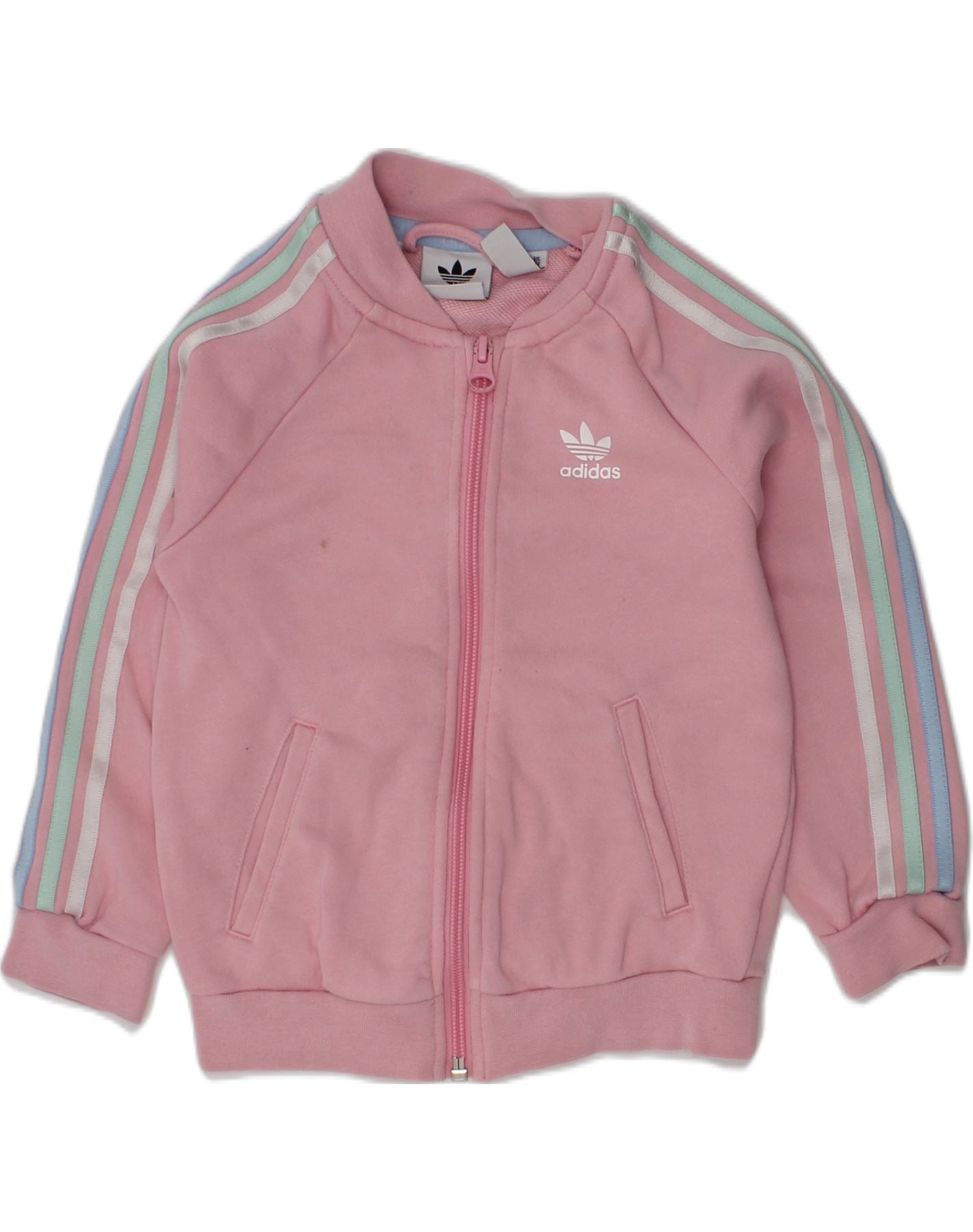 ADIDAS Girls Tracksuit Top Jacket 2 3 Years Pink Cotton