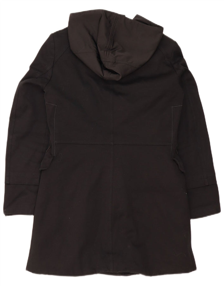 PEUTEREY Womens Hooded Overcoat IT 42 Medium Black Cotton