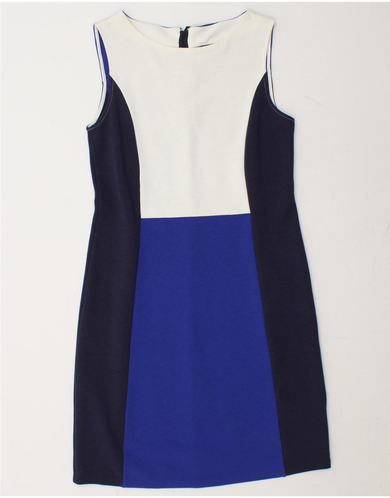 BODEN Womens Sleeveless Sheath Dress UK 12 Medium Blue Colourblock Cotton Vintage Boden and Second-Hand Boden from Messina Hembry 