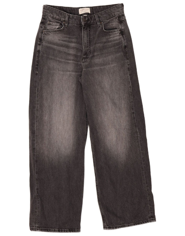 Marks & Spencer Womens Per Una Wide Leg Jeans UK 10 Small W30 L29 Grey