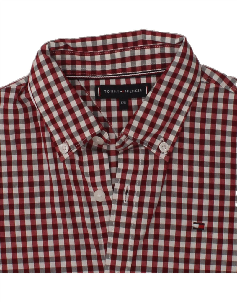 TOMMY HILFIGER Boys Shirt 7-8 Years Red Gingham Cotton | Vintage Tommy Hilfiger | Thrift | Second-Hand Tommy Hilfiger | Used Clothing | Messina Hembry 