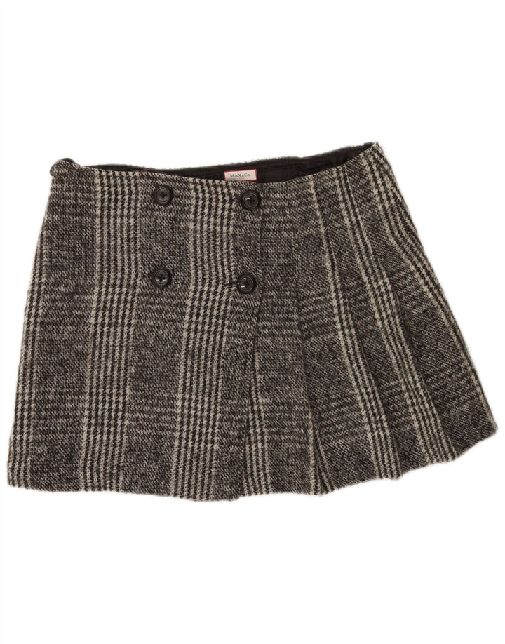 Max & Co. Womens Mini Wrap Skirt UK 14 Large W34  Grey Check Wool