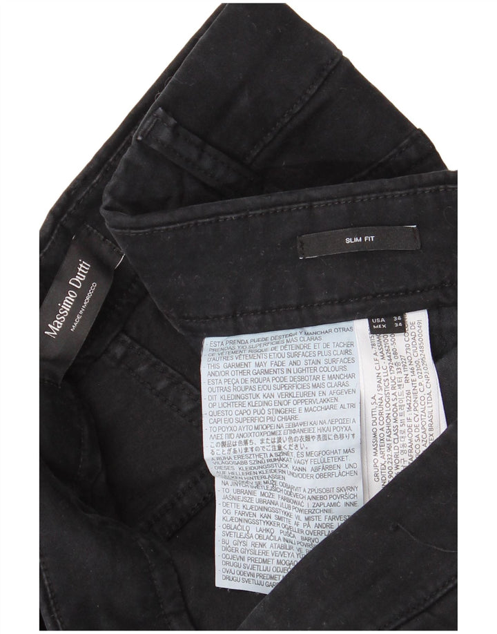 MASSIMO DUTTI Mens Slim Fit Casual Trousers W34 L31  Black Cotton