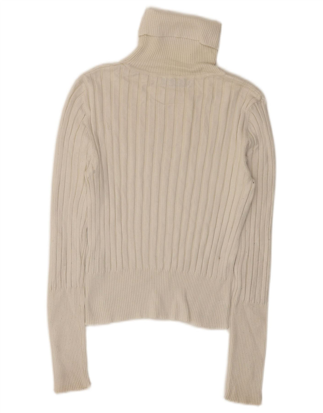 Zara Womens Crop Roll Neck Jumper Sweater UK 14 Large Off White Viscose