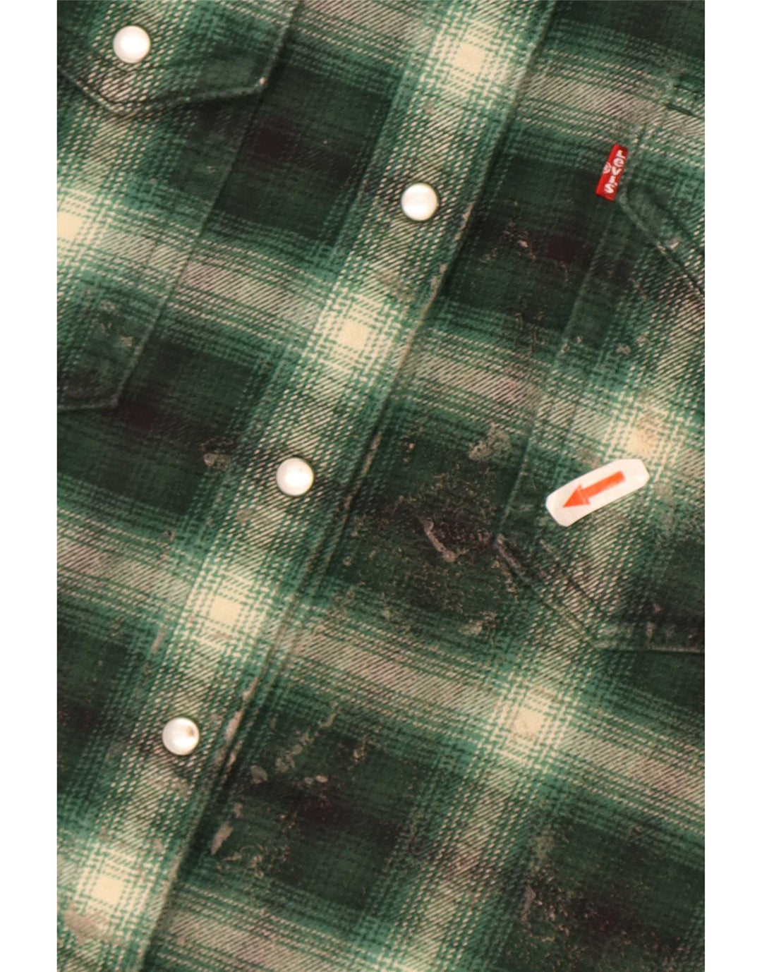 Levi's Womens Flannel Shirt UK 14 Medium Green Check Cotton