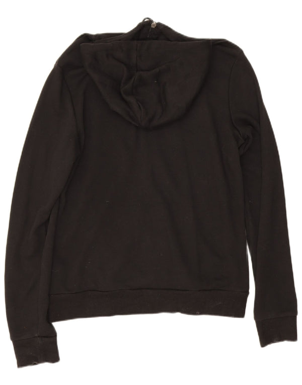 Puma Womens Graphic Zip Hoodie Sweater UK 14 Medium Black Cotton
