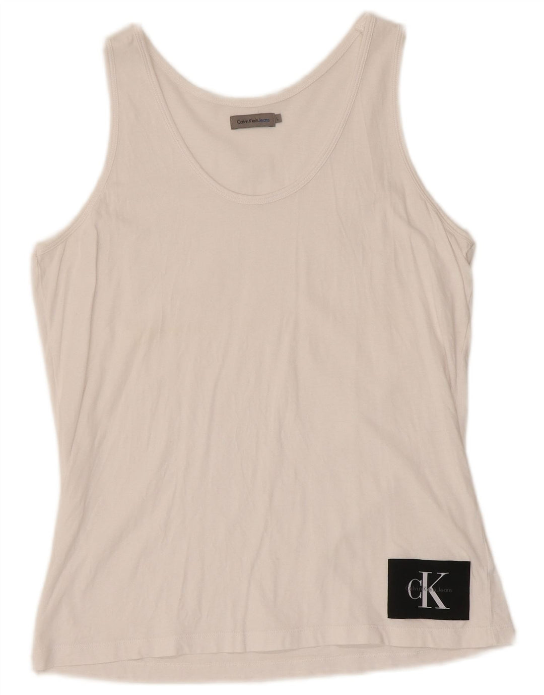 CALVIN KLEIN JEANS Womens Graphic Vest Top UK 14 Large White