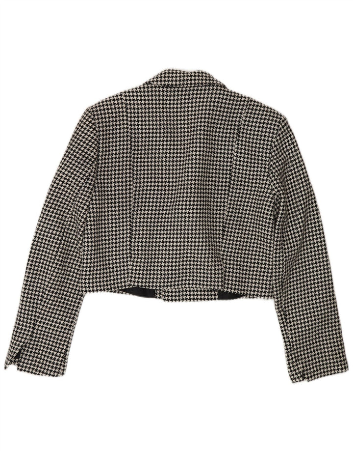 Zara Womens Oversized Bolero Jacket UK 10 Small Black Houndstooth