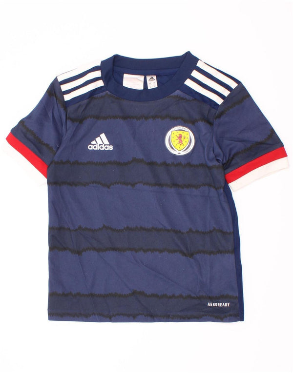 Adidas Boys Aeroready T-Shirt Top 5-6 Years Navy Blue Striped Polyester