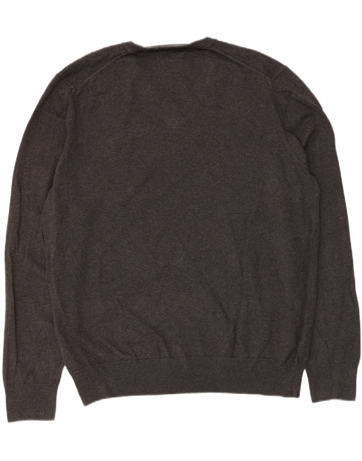 Marks & Spencer Mens V-Neck Jumper Sweater XL Grey Cotton