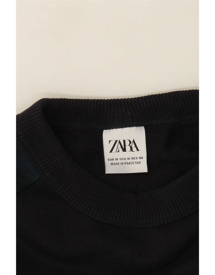 Zara Mens Sweatshirt Jumper Medium Black Colourblock