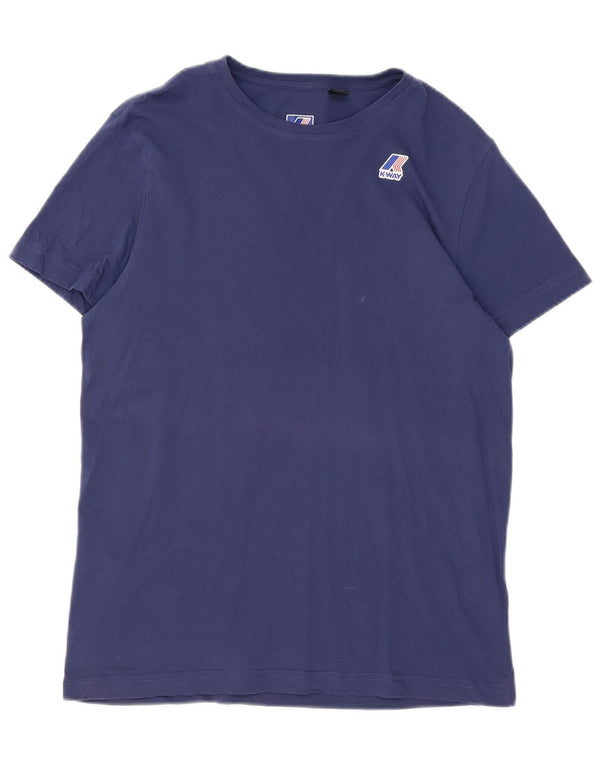 K-Way Mens T-Shirt Top Large Navy Blue Cotton