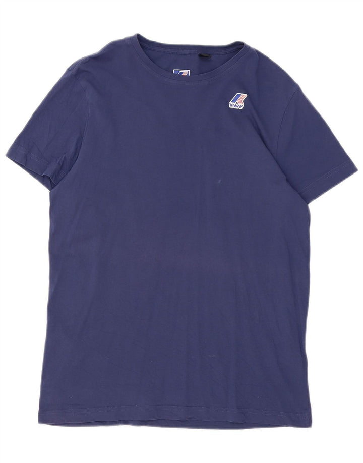 K-Way Mens T-Shirt Top Large Navy Blue Cotton