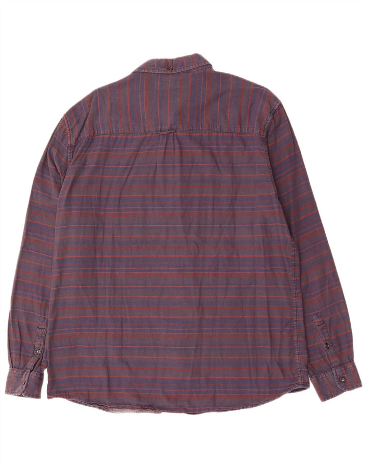 WRANGLER Mens Regular Fit Shirt 2XL Navy Blue Striped Cotton