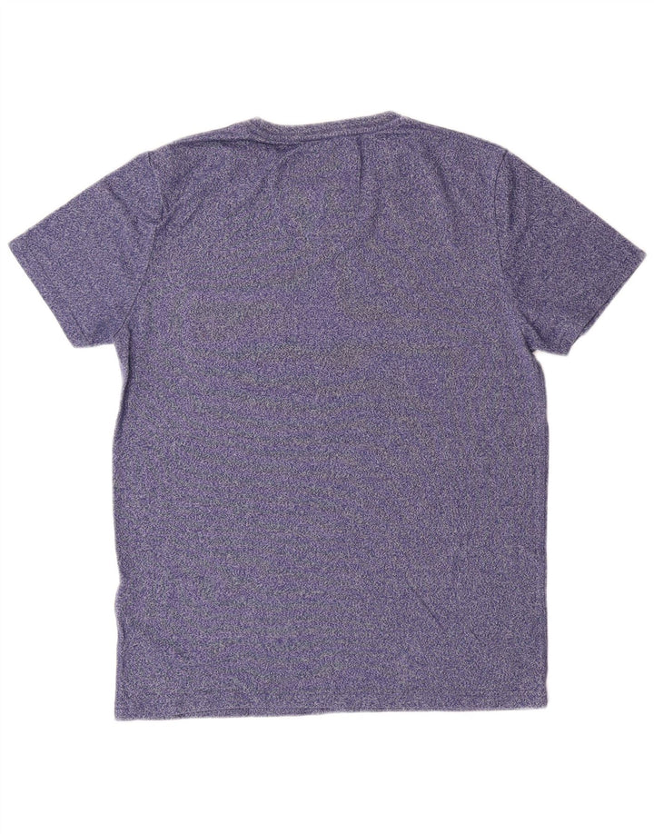 SUPERDRY Mens T-Shirt Top Medium Blue Flecked Cotton Tropical