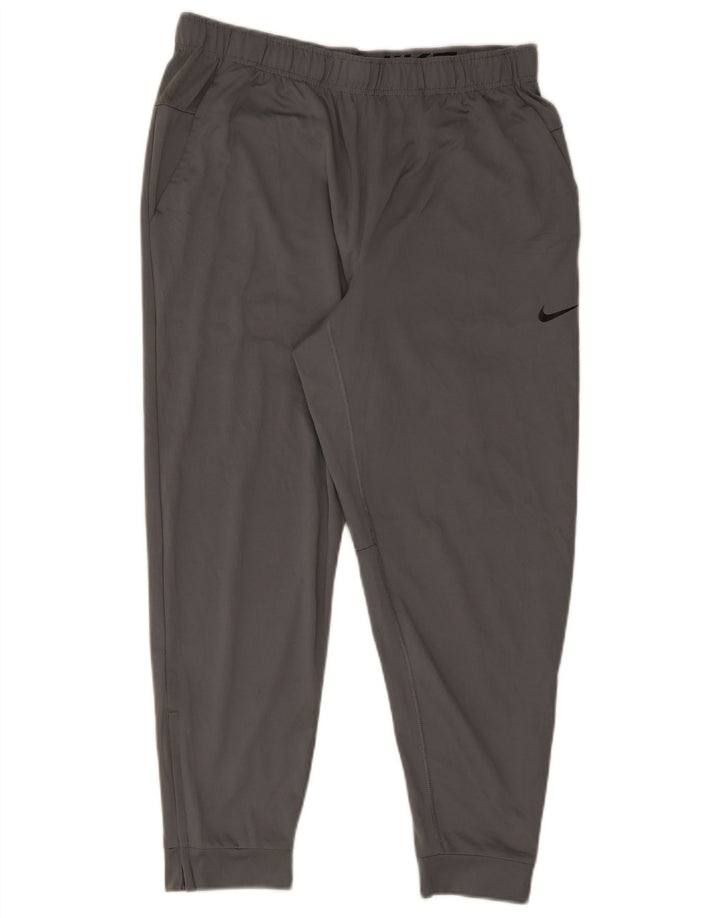 Nike Mens Dri Fit Tracksuit Trousers Joggers Large Grey Polyester