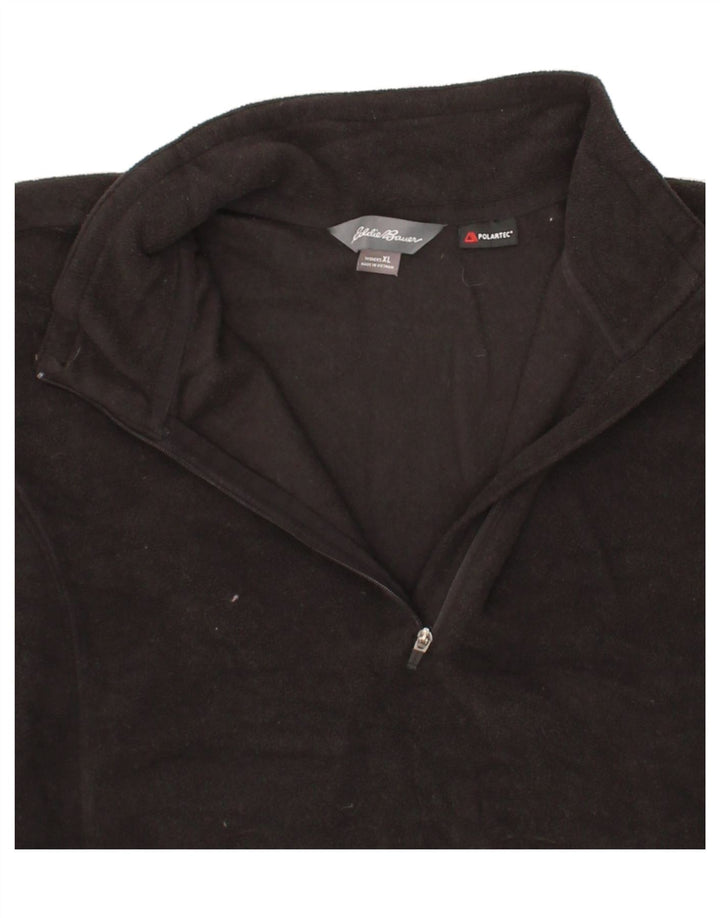 EDDIE BAUER Womens Zip Neck Fleece Jumper UK 18 XL Black Polyester Vintage Eddie Bauer and Second-Hand Eddie Bauer from Messina Hembry 