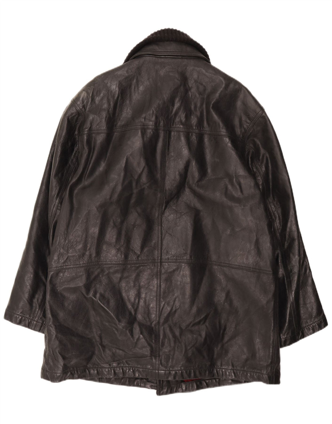 HENRY COTTONS Mens Leather Coat IT 54 2XL Black