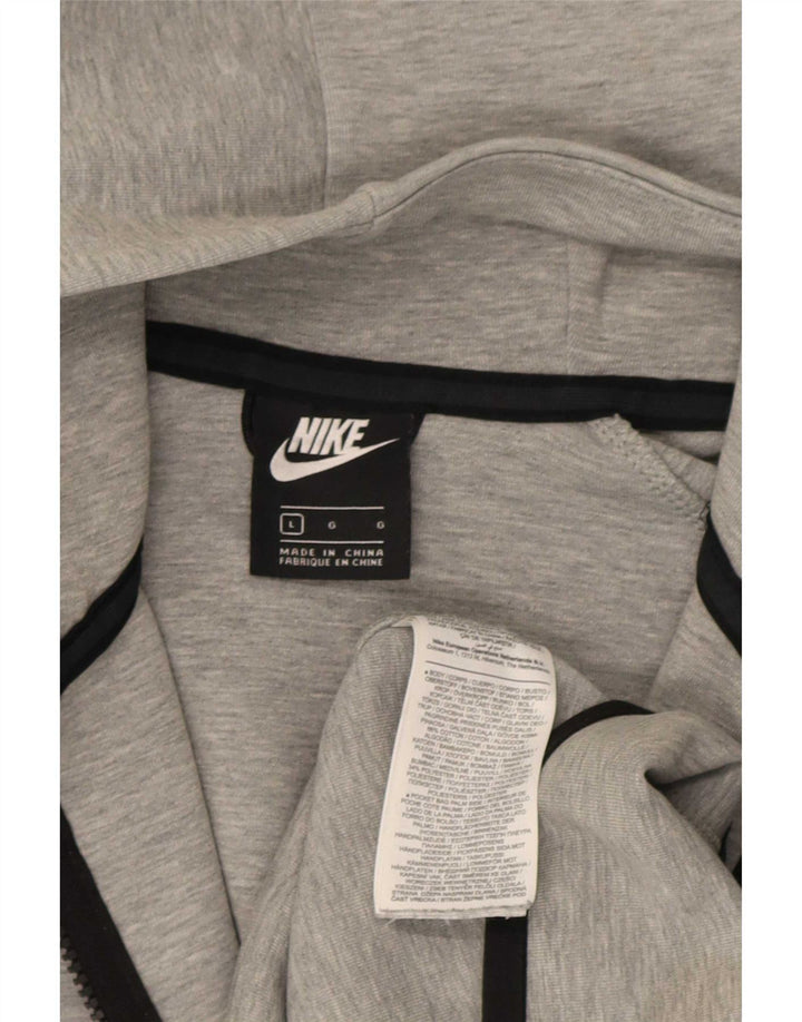 Nike Mens Zip Hoodie Sweater Large Grey Cotton