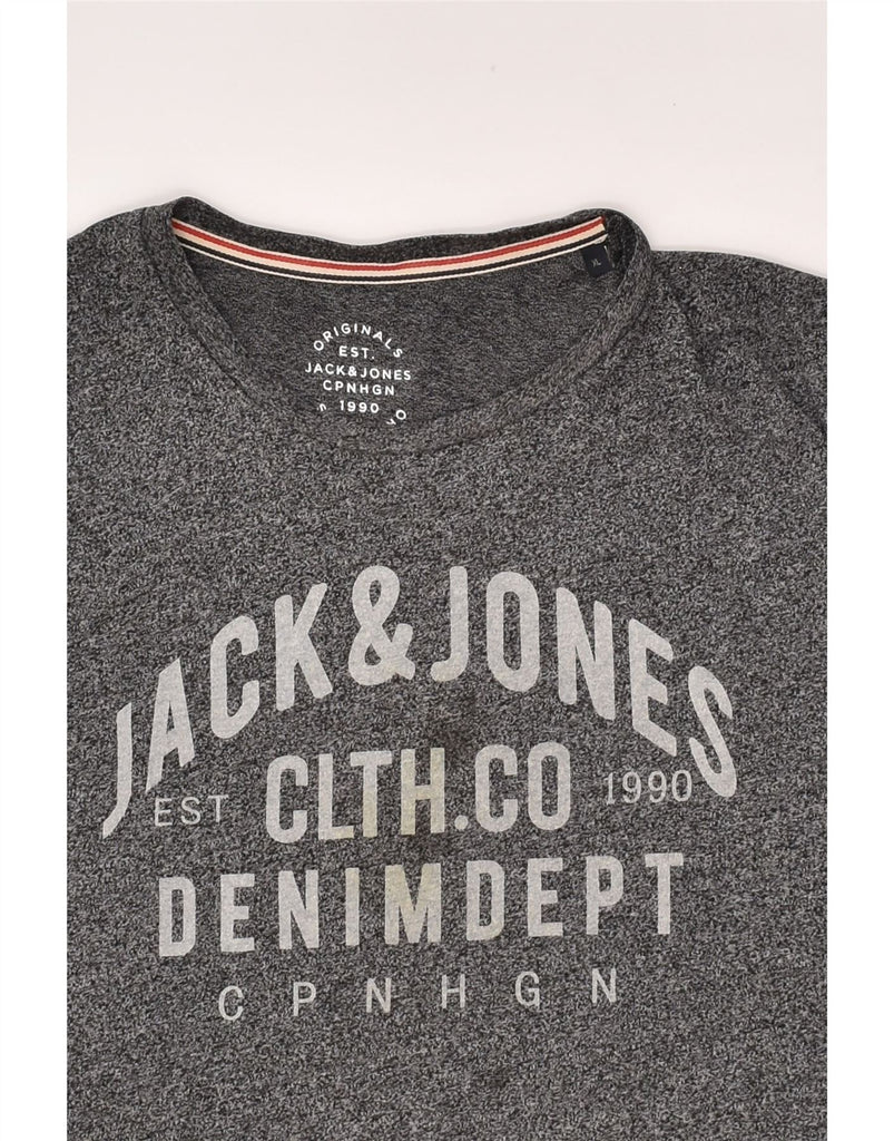 JACK & JONES Mens Slim Graphic T-Shirt Top XL Grey Cotton | Vintage Jack & Jones | Thrift | Second-Hand Jack & Jones | Used Clothing | Messina Hembry 