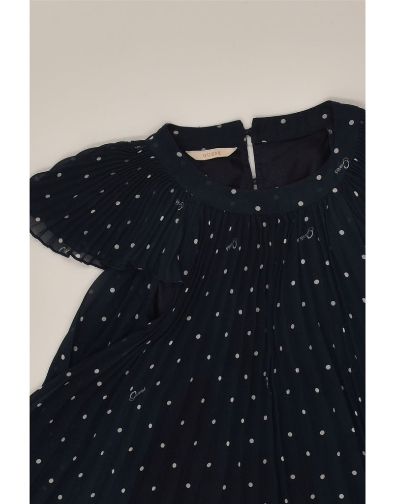 GUESS Girls Tent Dress 9-10 Years Navy Blue Polka Dot Polyester | Vintage Guess | Thrift | Second-Hand Guess | Used Clothing | Messina Hembry 