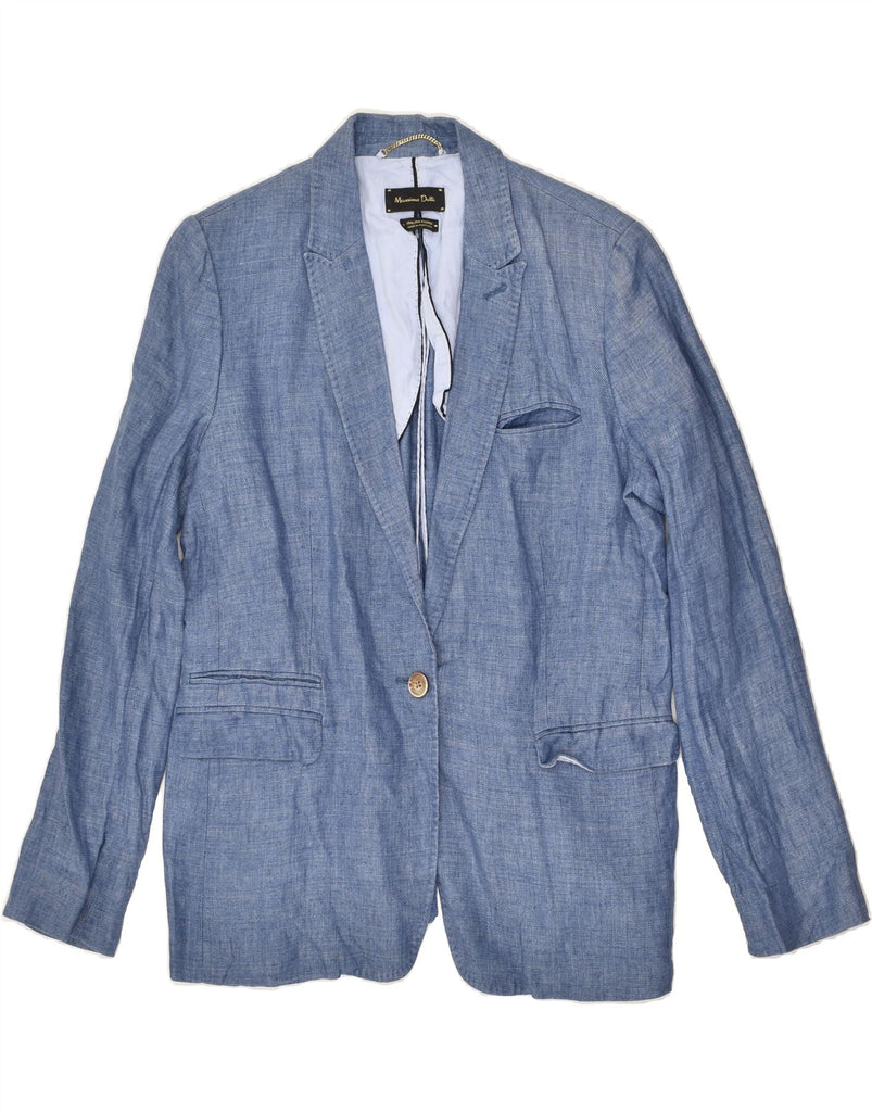 MASSIMO DUTTI Womens 1 Button Blazer Jacket EU 44 XL Black Cotton | Vintage Massimo Dutti | Thrift | Second-Hand Massimo Dutti | Used Clothing | Messina Hembry 