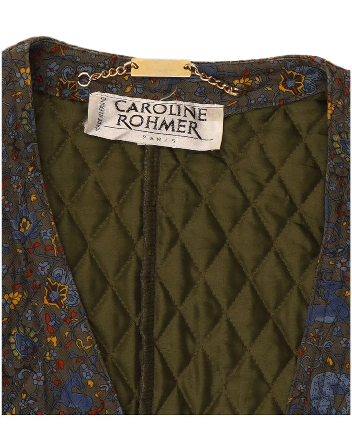 Caroline Rohmer Womens 1 Button Blazer Jacket UK 12 Medium Khaki Floral