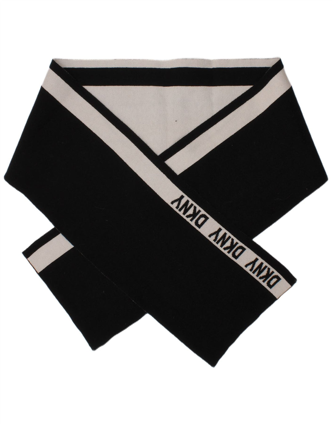 Dkny Mens Rectangle Scarf One Size Black Striped Acrylic Logo