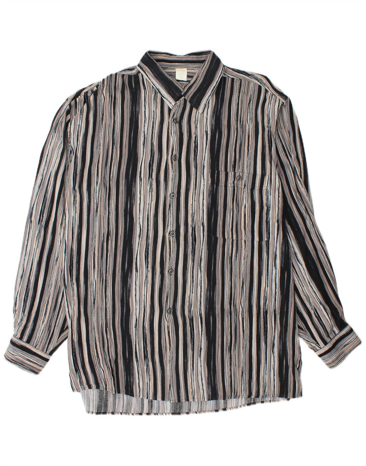 UMBERTO ROSETTI Mens Overshirt Shirt Size 15 1/2 Medium Grey Striped