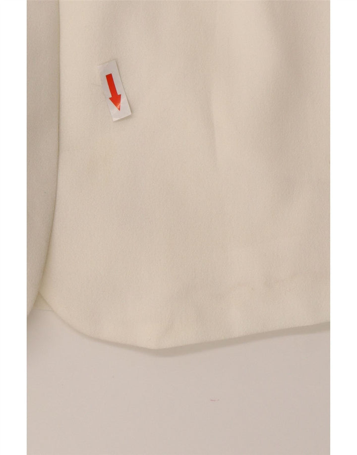 Wit Boy Womens 3 Button Blazer Jacket UK 10 Small Off White Polyester